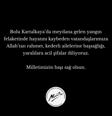 Bolu Yangını Taziye Mesajı